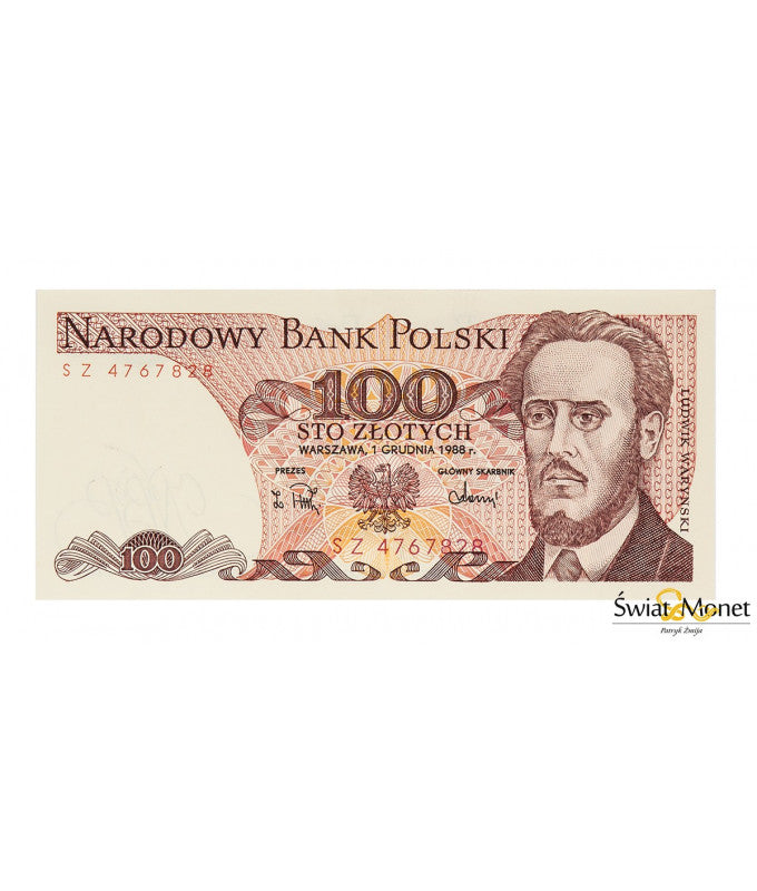 100 zł Ludwik Waryński 1988 seria SZ UNC