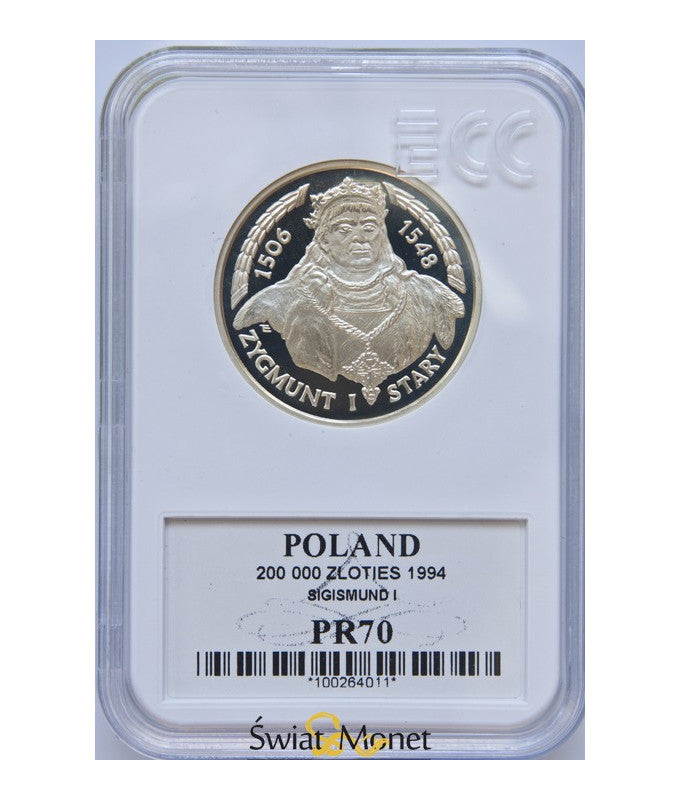 200 000 zł Zygmunt I Stary popiersie 1994 GCN PR70