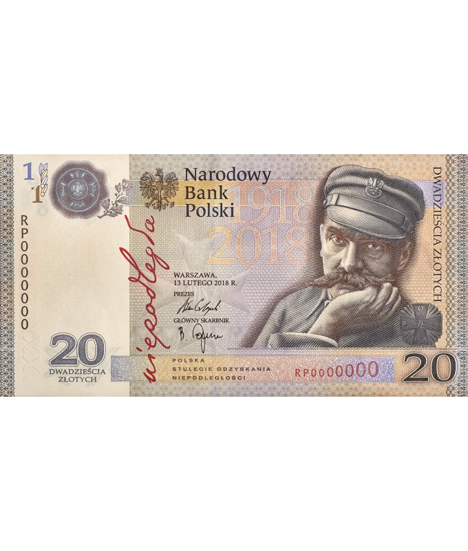 Banknot kolekcjonerski - 20 zł Niepodległość 2018