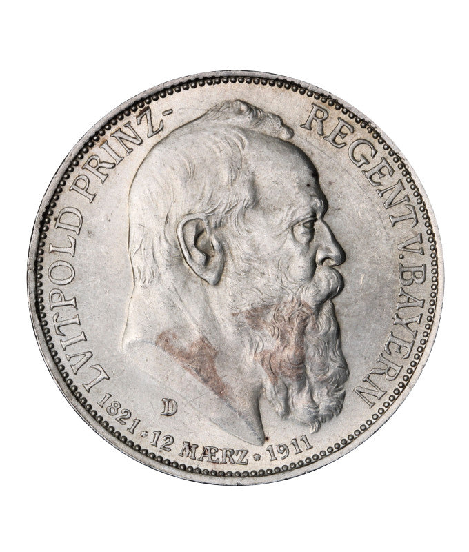 Niemcy - Bawaria - 3 marki 1911 - Książę, regent Luitpold