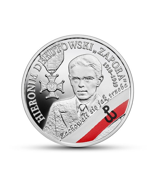 10 zł Hieronim Dekutowski „Zapora” - Seria "Wyklęci przez komunistów żołnierze niezłomni" - Srebrna moneta kolekcjonerska