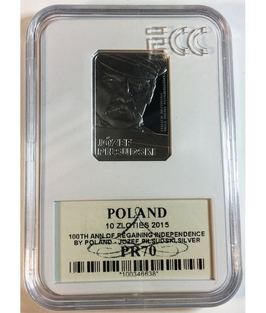 10 zł Józef Piłsudski - Stulecie odzyskania przez Polskę niepodległości GCN PR70 2015
