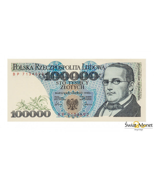 100 000 zł Moniuszko 1990 seria BP UNC