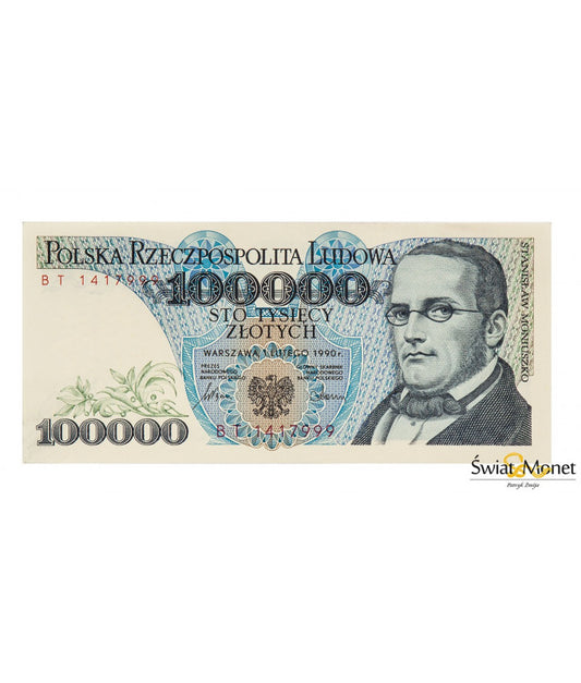 100 000 zł Moniuszko 1990 seria BT UNC