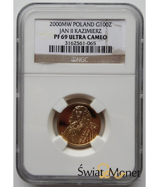 100 zł Jan Kazimierz 2000 NGC PF69