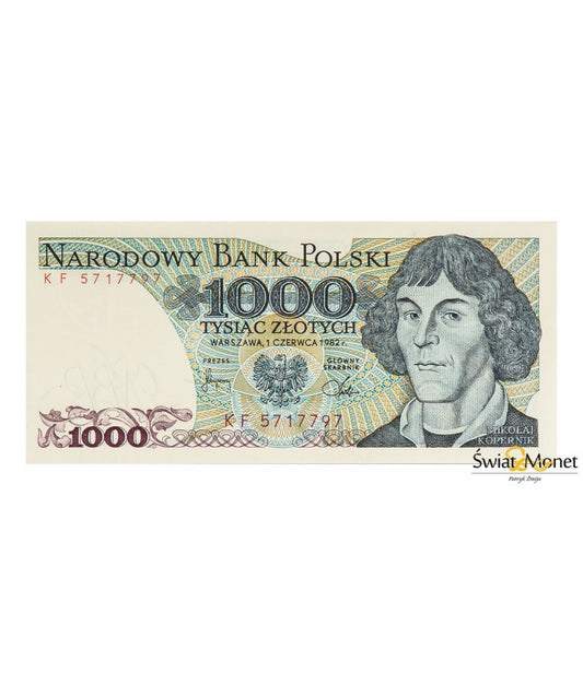 1000 zł Mikołaj Kopernik 1982 seria KF UNC