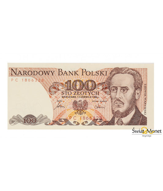 100 zł Ludwik Waryński 1988 seria PC UNC