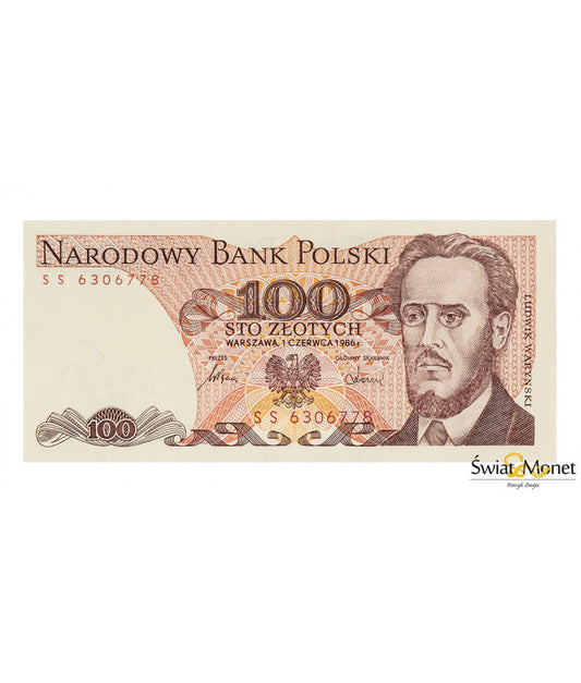 100 zł Ludwik Waryński 1988 seria SS UNC