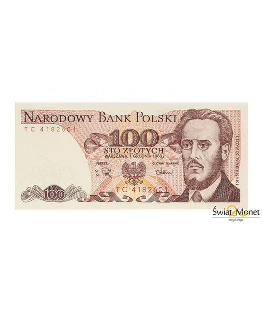 100 zł Ludwik Waryński 1988 seria TC UNC