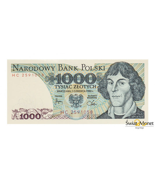 1000 zł Mikołaj Kopernik 1982 seria HC UNC