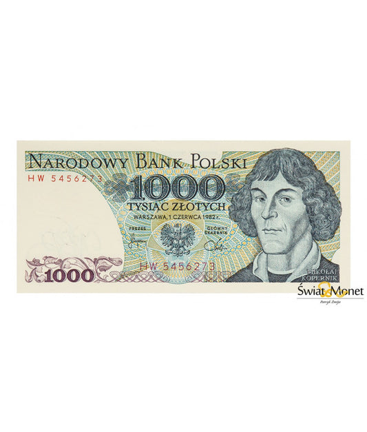 1000 zł Mikołaj Kopernik 1982 seria HW UNC