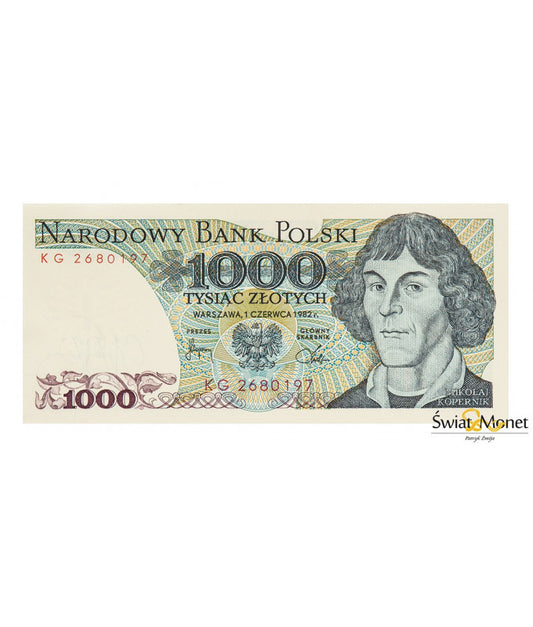 1000 zł Mikołaj Kopernik 1982 seria KG UNC