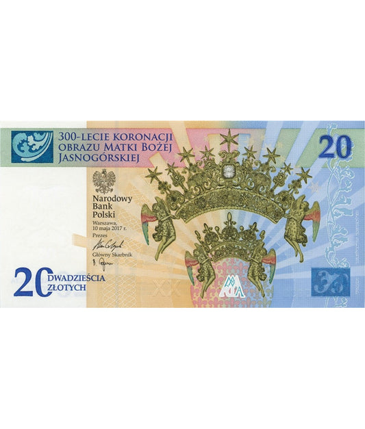 20 zł 300-Lecie Koronacji Obrazu Matki Bożej Jasnogórskiej 2017 - Banknot kolekcjonerski
