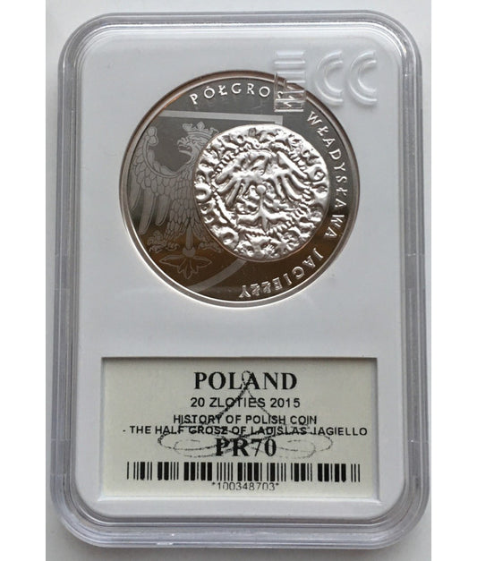 20 zł półgrosz Władysława Jagiełły 2015 GCN PR70