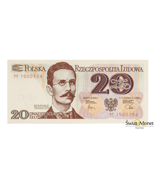 20 zł Romuald Traugutt 1982 seria M UNC