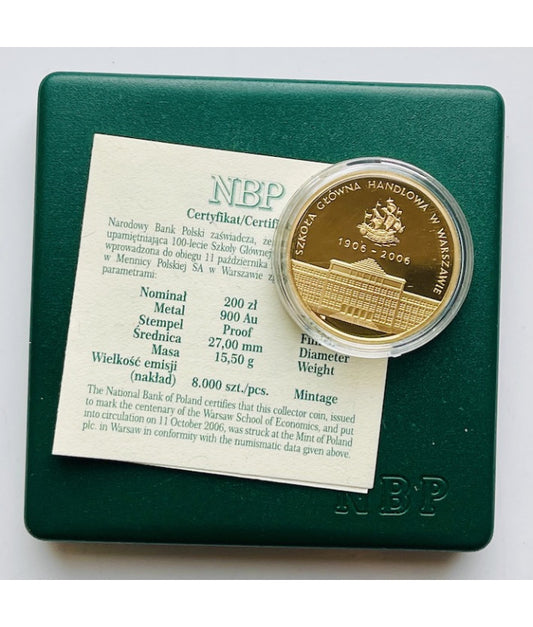 200 zł SGH w Warszawie 2006 - złota moneta