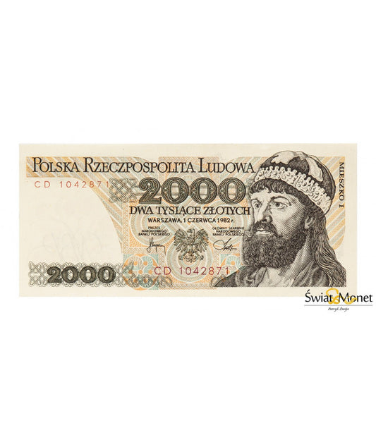 2000 zł Mieszko I 1982 seria CD UNC