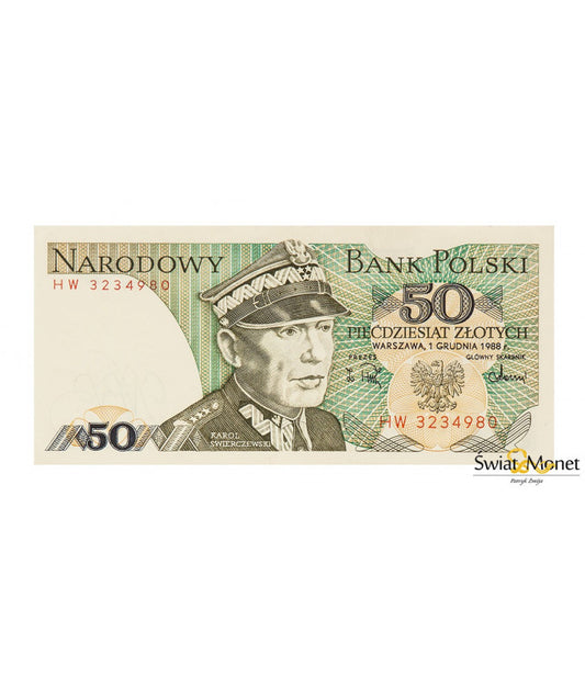 50 zł Karol Świerczewski 1988 seria HW UNC