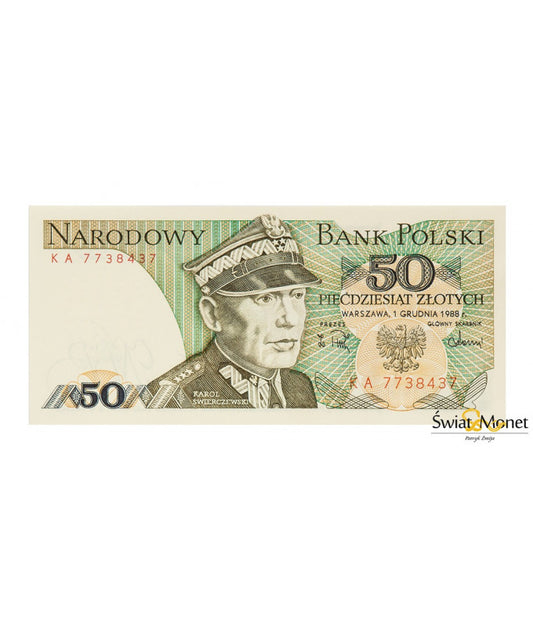50 zł Karol Świerczewski 1988 seria KA UNC