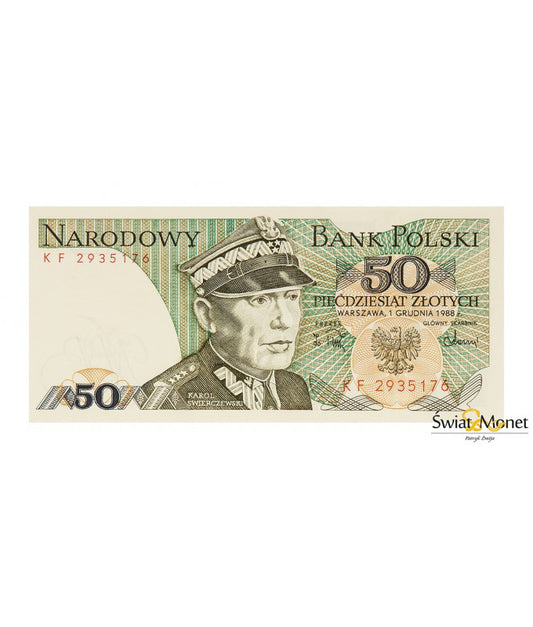 50 zł Karol Świerczewski 1988 seria KF UNC