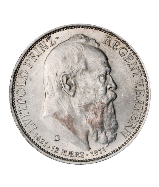 Niemcy - Bawaria - 3 marki 1911 - Książę, regent Luitpold