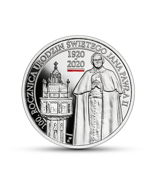 Srebrna moneta 10 zł 100. rocznica urodzin Jana Pawła II