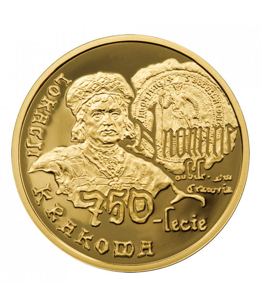 Złota moneta 200 zł 750 lecie lokacji krakowa