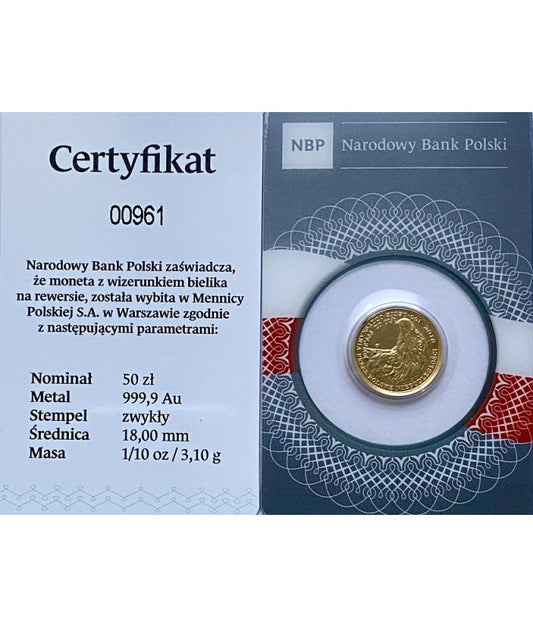Złota moneta 50 zł Orzeł Bielik 2019